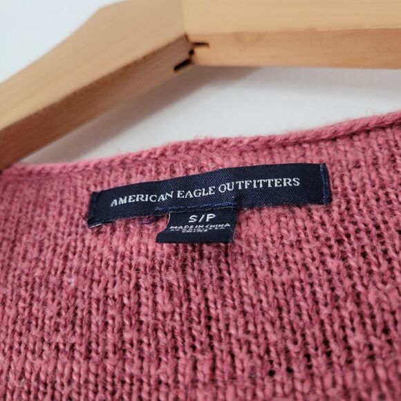 American Eagle Women's Pink Open-Front Sweater Dusty Rose Small Cotton Blend - Picture 3 of 7